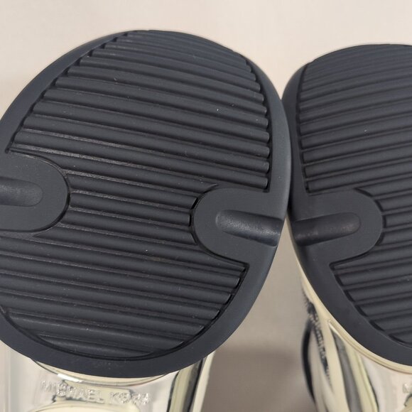 Michael Kors Olympia Logo Jacquard Leather Trainer Shoe 7.5 M Navy Blue White MK - Picture 11 of 16